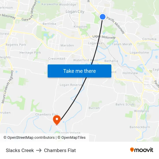 Slacks Creek to Chambers Flat map