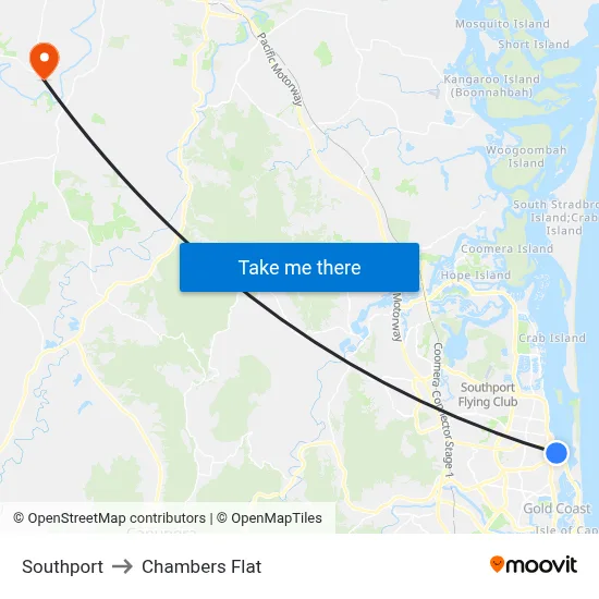 Southport to Chambers Flat map