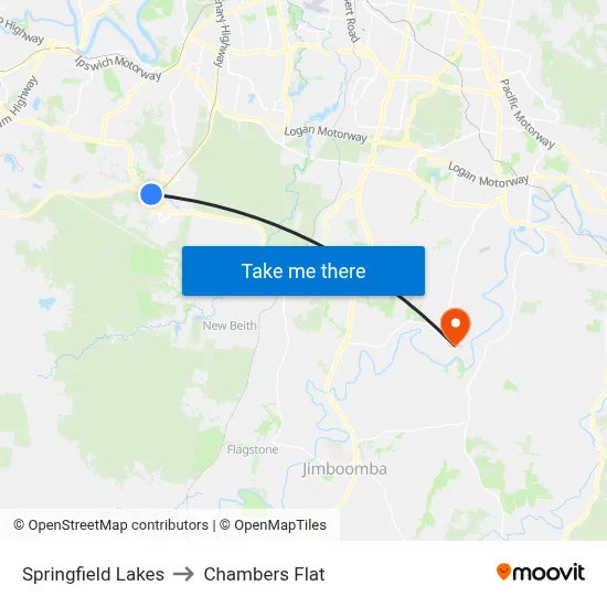 Springfield Lakes to Chambers Flat map