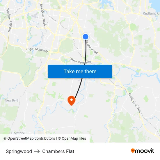 Springwood to Chambers Flat map