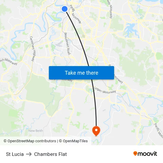 St Lucia to Chambers Flat map