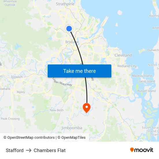Stafford to Chambers Flat map