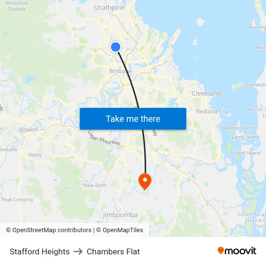 Stafford Heights to Chambers Flat map