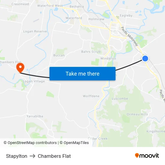 Stapylton to Chambers Flat map