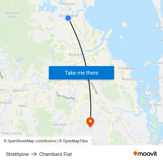Strathpine to Chambers Flat map
