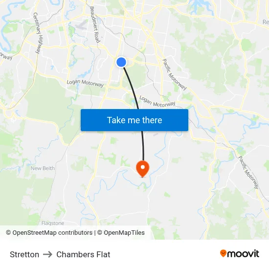 Stretton to Chambers Flat map