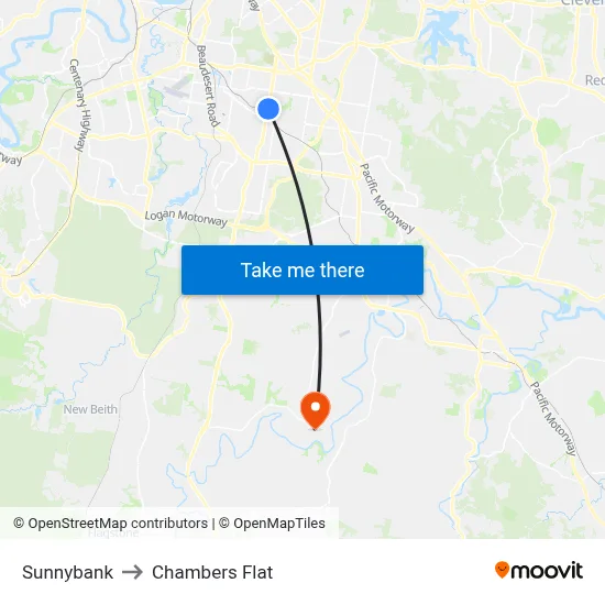 Sunnybank to Chambers Flat map