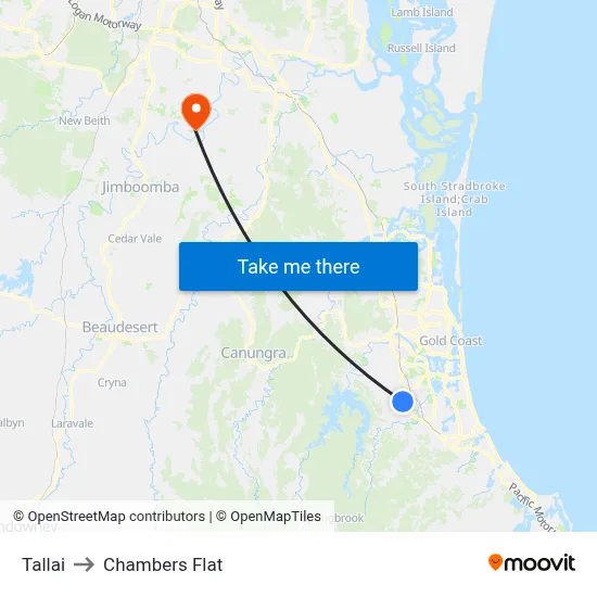 Tallai to Chambers Flat map