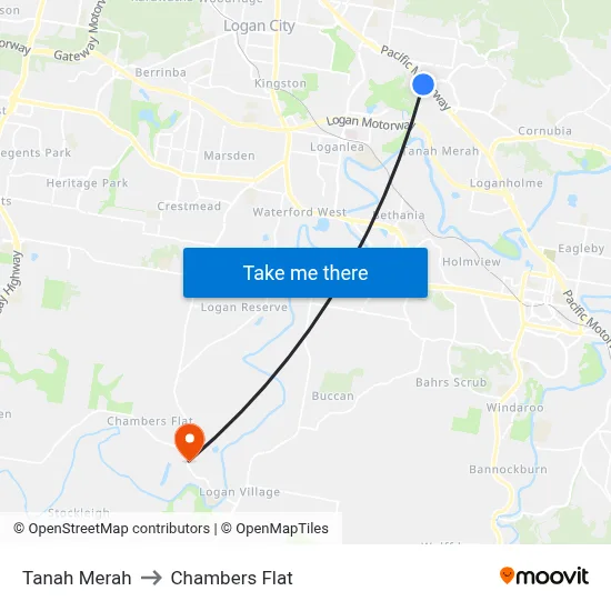 Tanah Merah to Chambers Flat map