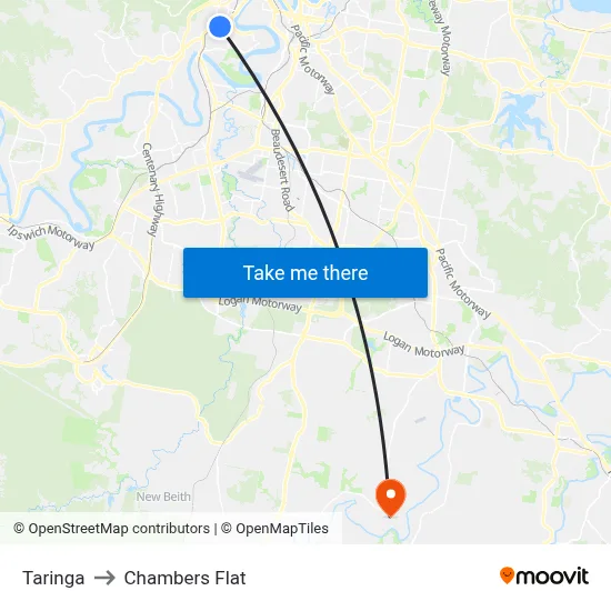 Taringa to Chambers Flat map