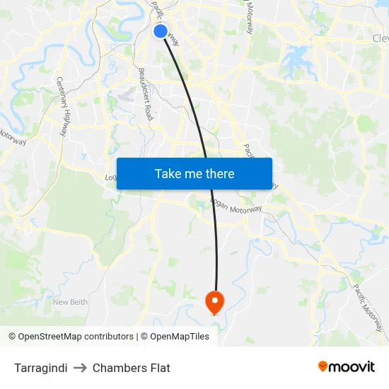 Tarragindi to Chambers Flat map