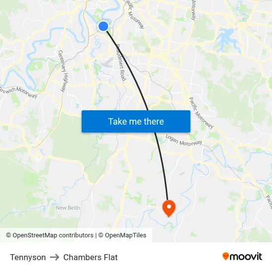 Tennyson to Chambers Flat map