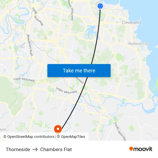 Thorneside to Chambers Flat map