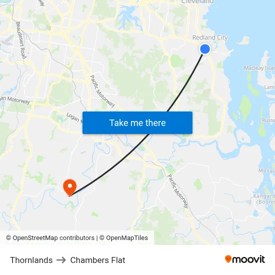 Thornlands to Chambers Flat map