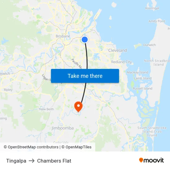 Tingalpa to Chambers Flat map