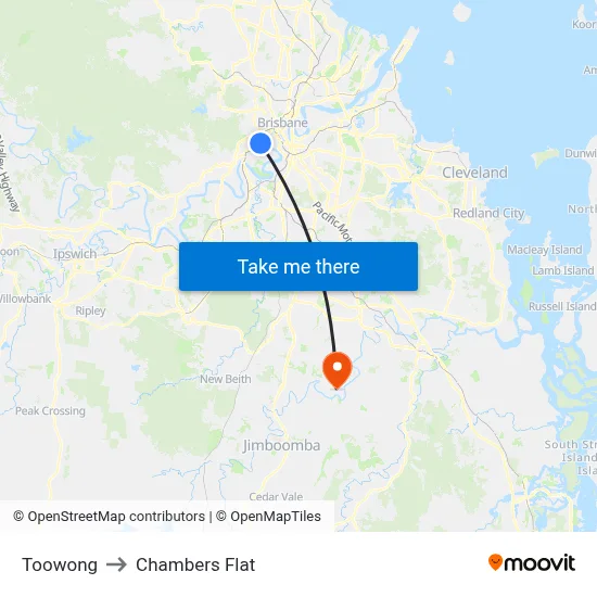 Toowong to Chambers Flat map