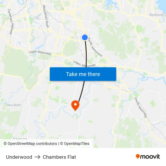 Underwood to Chambers Flat map