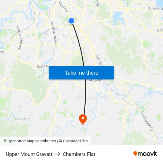 Upper Mount Gravatt to Chambers Flat map