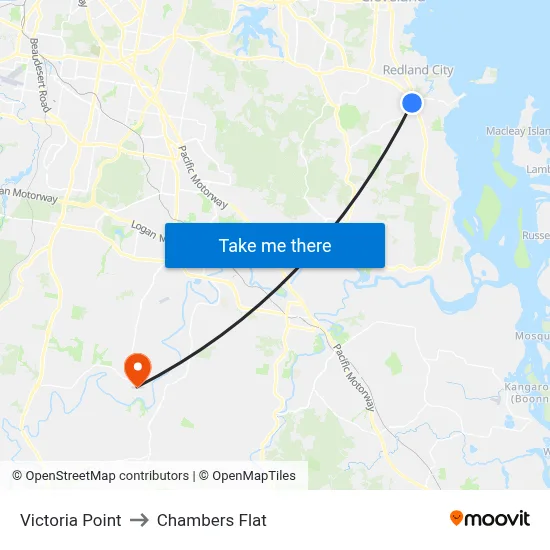 Victoria Point to Chambers Flat map