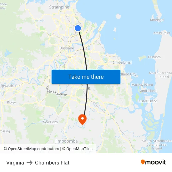 Virginia to Chambers Flat map