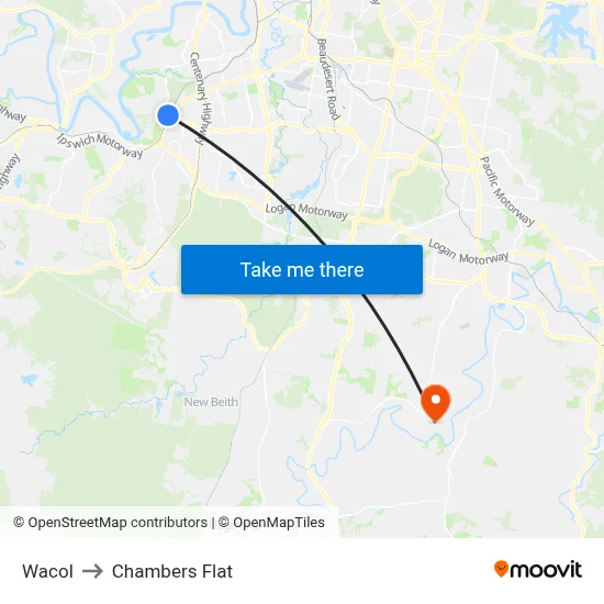 Wacol to Chambers Flat map