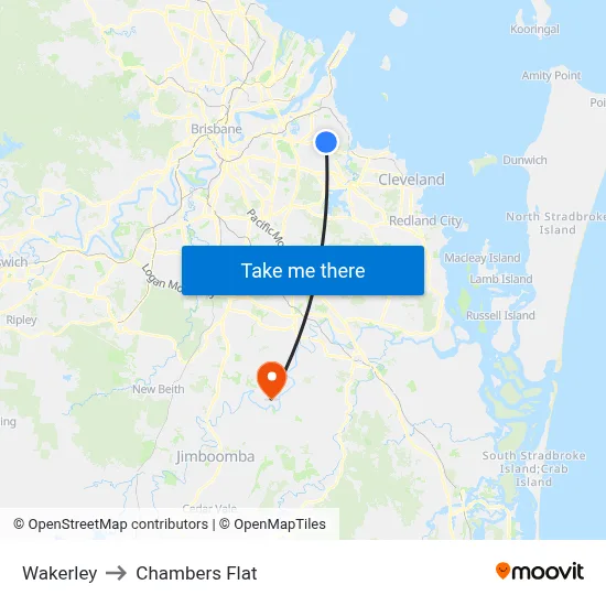 Wakerley to Chambers Flat map