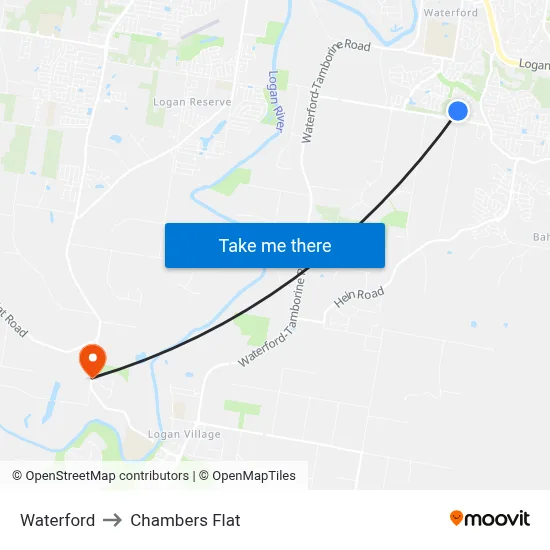 Waterford to Chambers Flat map