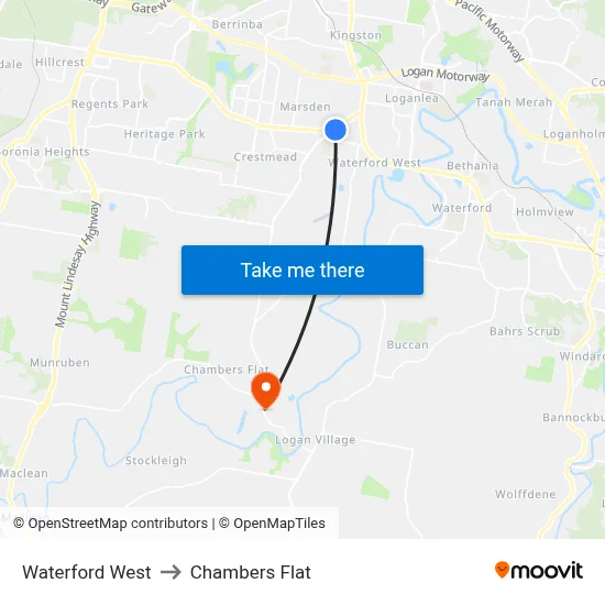 Waterford West to Chambers Flat map