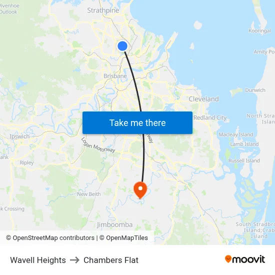 Wavell Heights to Chambers Flat map
