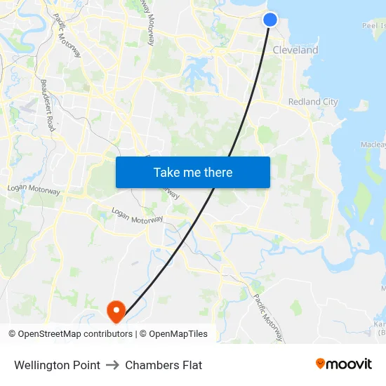 Wellington Point to Chambers Flat map