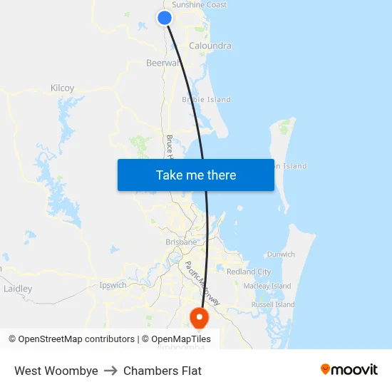 West Woombye to Chambers Flat map