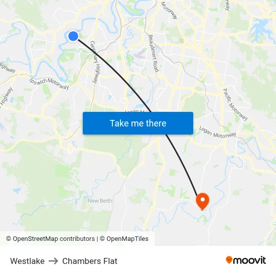 Westlake to Chambers Flat map
