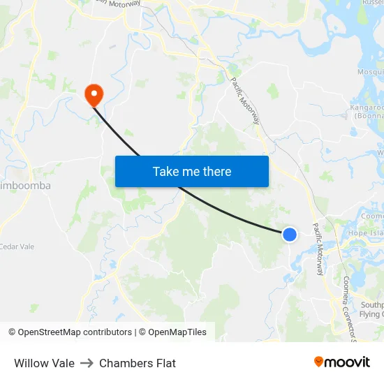Willow Vale to Chambers Flat map
