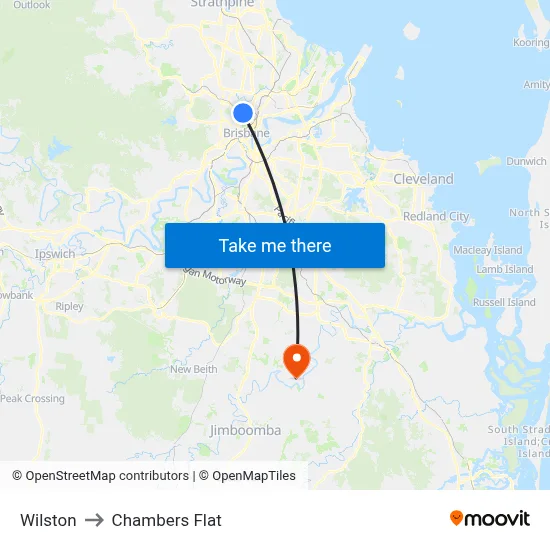 Wilston to Chambers Flat map