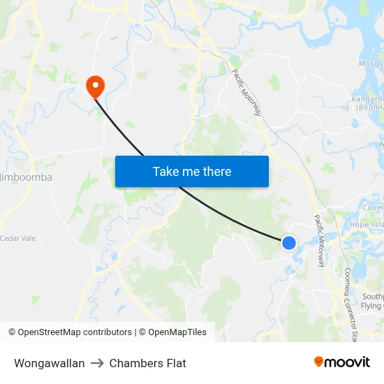 Wongawallan to Chambers Flat map