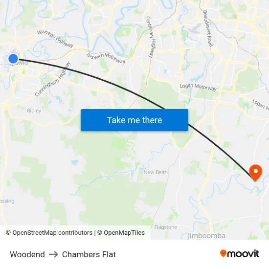 Woodend to Chambers Flat map