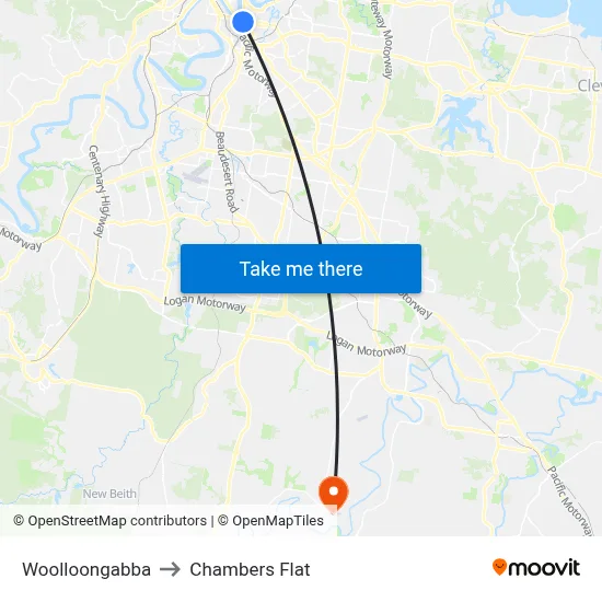 Woolloongabba to Chambers Flat map