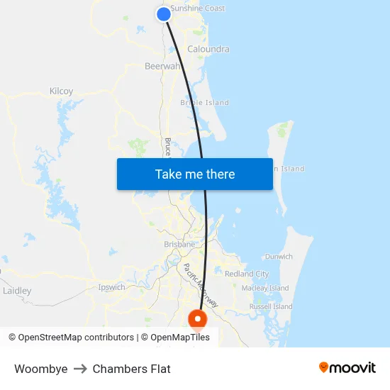 Woombye to Chambers Flat map