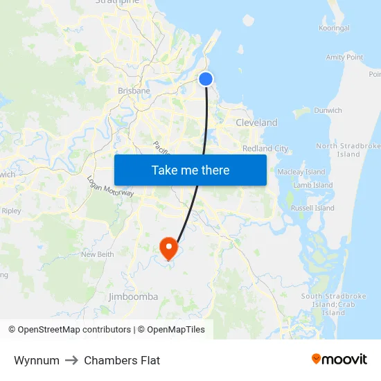 Wynnum to Chambers Flat map