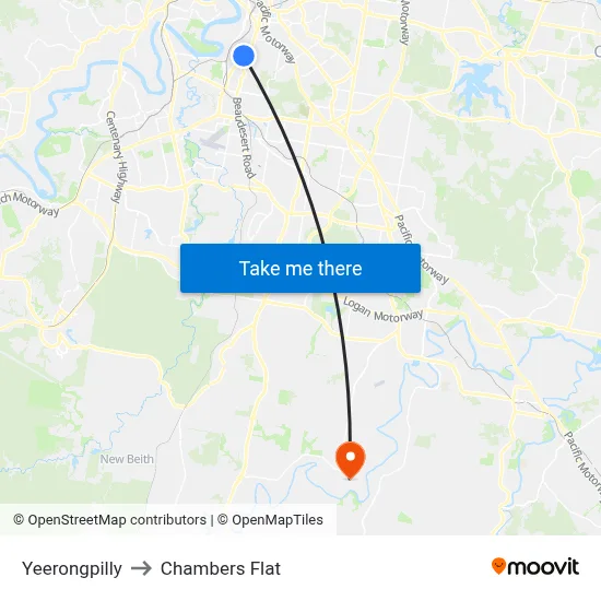 Yeerongpilly to Chambers Flat map