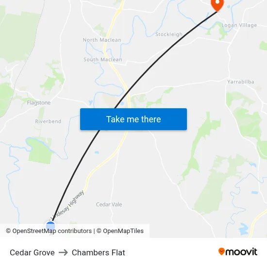Cedar Grove to Chambers Flat map