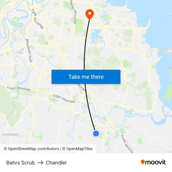 Bahrs Scrub to Chandler map