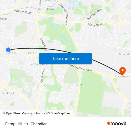 Camp Hill to Chandler map