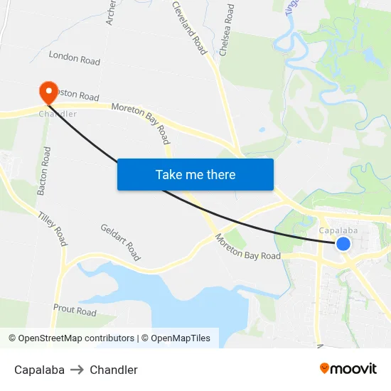 Capalaba to Chandler map