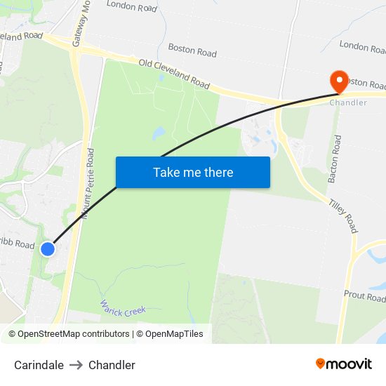 Carindale to Chandler map