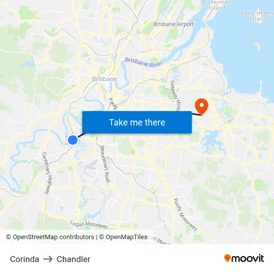 Corinda to Chandler map