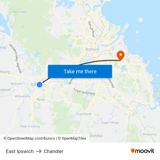 East Ipswich to Chandler map