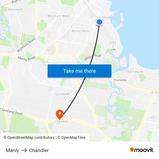 Manly to Chandler map