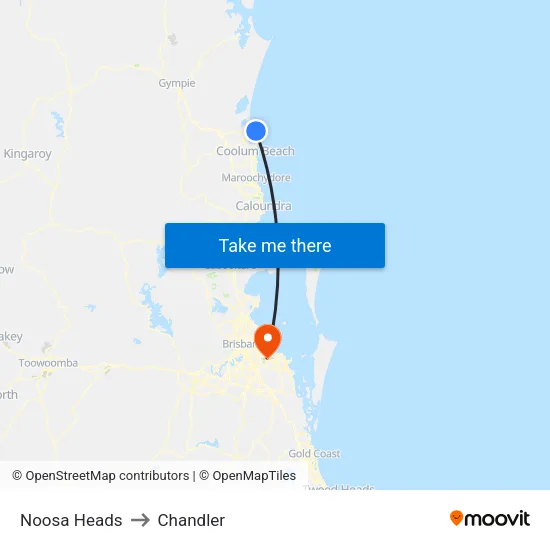 Noosa Heads to Chandler map