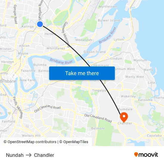 Nundah to Chandler map